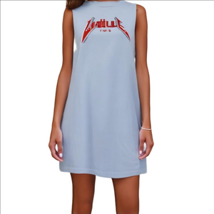 Gaelle Paris White Sleeveless T-shirt Mini Dress Red Logo Black Righnstones New